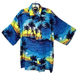212 NYC  Short Sleeve Hawaiian Rayon Camp Shirt Vtg